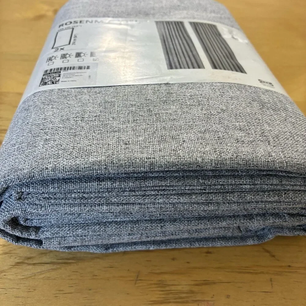 IKEA ROSENMANDEL Gray Blackout Curtain Panels Set Of 2 53x84 Textured Window